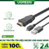 Dây MHL Micro USB (5 chân) sang HDMI cho android lên TV máy chiếu dài 3M UGREEN MH101 20138 (Đen).