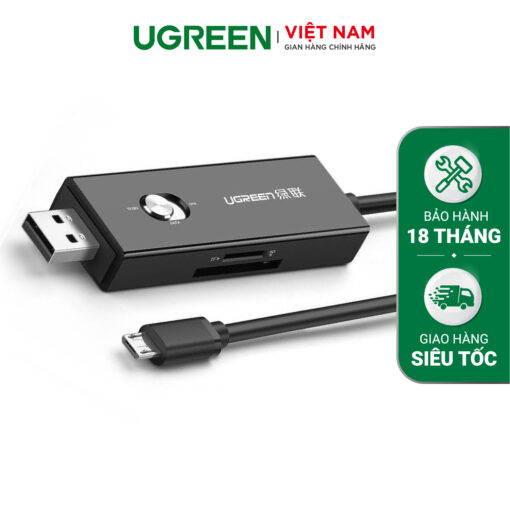 Dây Micro USB sang USB 2.0 hỗ trợ 3 chức năng trong 1 (Đọc thẻ SD/TF - Sạc và truyền dữ liệu - OTG) UGREEN 30518