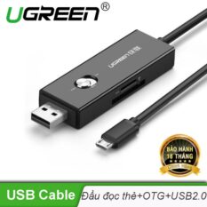 Dây Micro USB sang USB 2.0 hỗ trợ 3 chức năng trong 1 (Đọc thẻ SD/TF - Sạc và truyền dữ liệu - OTG) UGREEN 30518