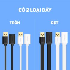 Dây nối dài USB 3.0 dạng dây dẹt và tròn, dài 1-3M, tốc độ truyền tải lên đến 5Gbps UGREEN US129