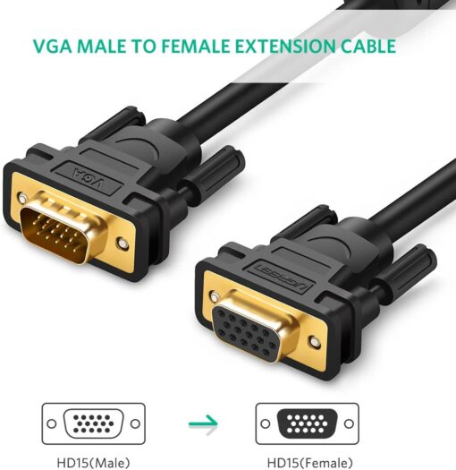 Dây nối dài VGA đực sang cái 3+6 OD8.0MM dài 2-3m UGREEN VG103