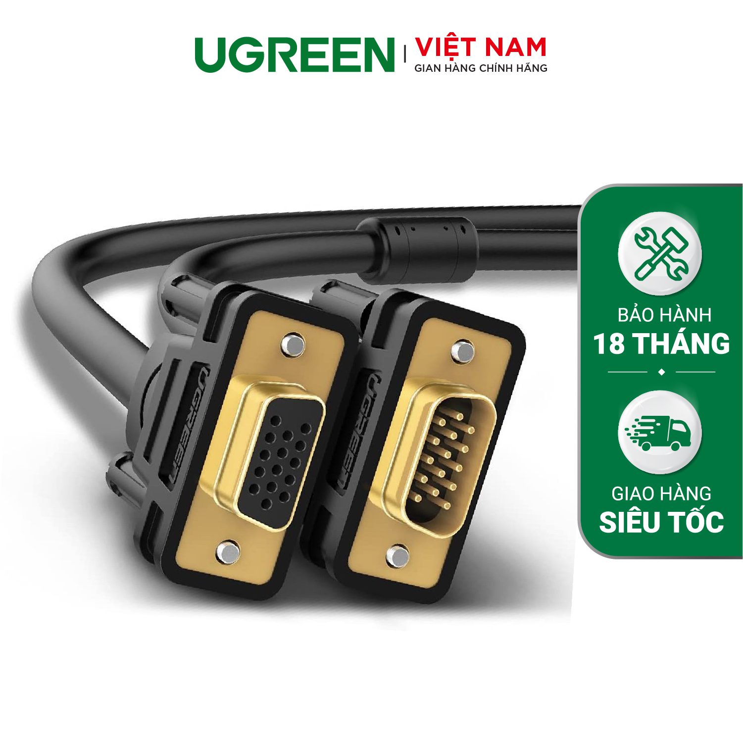 Dây nối dài VGA đực sang cái 3+6 OD8.0MM dài 2-3m UGREEN VG103 – Ugreen Việt Nam