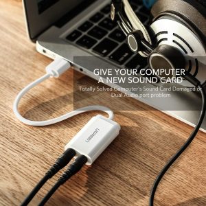 Dây USB 2.0 mở rộng sang đồng thời 2 cổng 3.5mm cho tai nghe + mic không cần driver UGREEN US205 8 Dây USB 2.0 mở rộng sang đồng thời 2 cổng 3.5mm cho tai nghe + mic không cần driver UGREEN US205