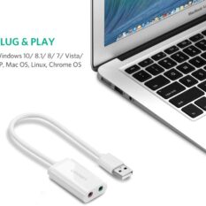 Dây USB 2.0 mở rộng sang đồng thời 2 cổng 3.5mm cho tai nghe + mic không cần driver UGREEN US205