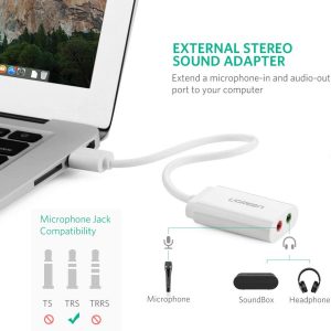 Dây USB 2.0 mở rộng sang đồng thời 2 cổng 3.5mm cho tai nghe + mic không cần driver UGREEN US205 7 Dây USB 2.0 mở rộng sang đồng thời 2 cổng 3.5mm cho tai nghe + mic không cần driver UGREEN US205