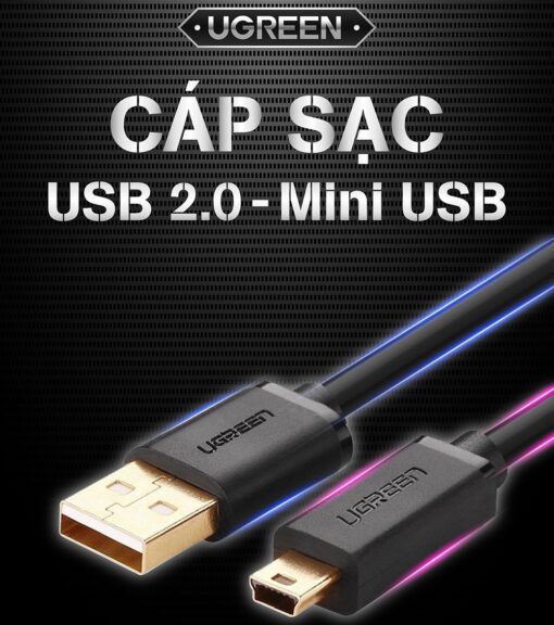 Dây cáp chuyển USB 2.0 sang Mini USB đầu mạ vàng UGREEN US132
