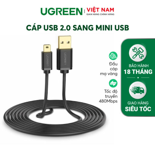 Dây USB 2.0 sang Mini USB dài từ 025-3M UGREEN US132