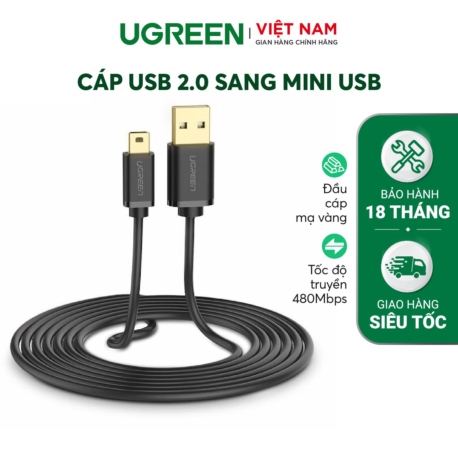 Dây USB 2.0 sang Mini USB dài từ 025-3M UGREEN US132 – Ugreen Việt Nam