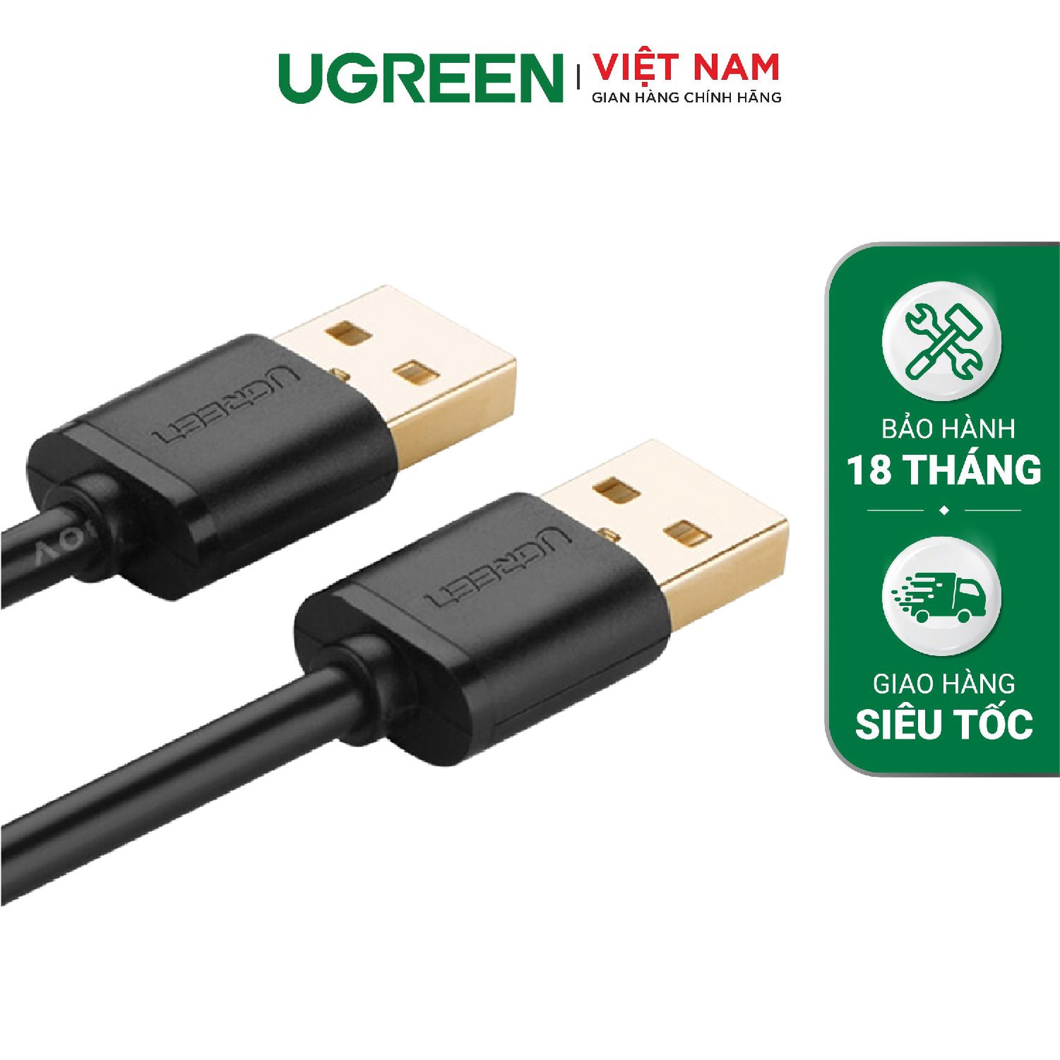 Dây USB 2.0 UGREEN US102 Đầu mạ vàng 2 đầu đực dài 0.25M – Ugreen Việt Nam