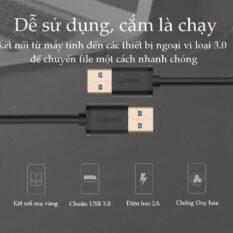 Dây USB 3.0 đực sang đực hỗ trợ tốc độ truyền tải 5Gbps dài 0.5-2M UGREEN US128