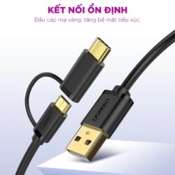 Dây USB đa năng 2 trong 1 đầu ra Micro-USB và USB Type C dài 0.25-2M UGREEN US142