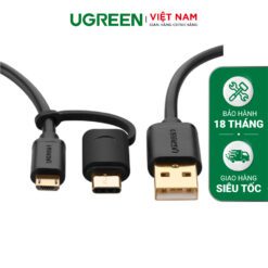 Dây USB đa năng 2 trong 1 đầu ra Micro-USB và USB Type C dài 0.25-2M UGREEN US142
