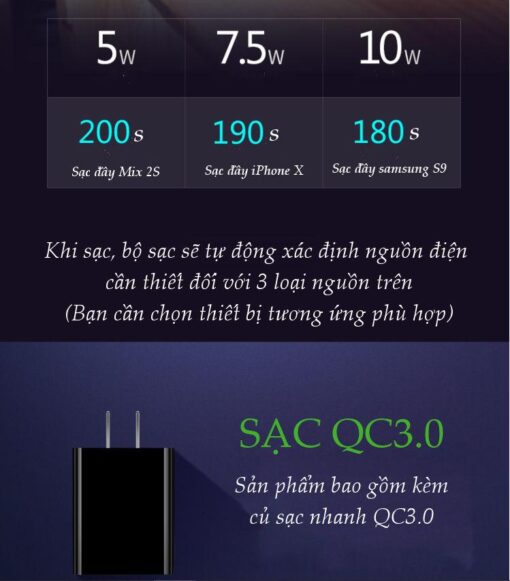 de sac nhanh khong day ugreen cd181 ho tro sac qua dem sac nhanh cong suat 10w 6