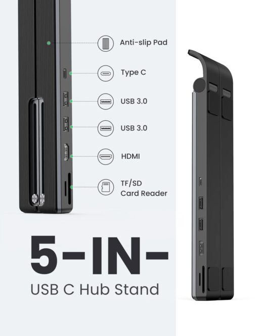 Giá đỡ laptop UGREEN 80551 tích hợp HUB chia cổng HDMI 4K, thẻ SD/TF, USB3.0, USB-C