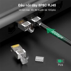 Hạt đầu bấm mạng bọc inox Cat6 Cat7 thiết kế đuôi kẹp cố định vào cáp - Tốc độ truyền đến 10Gbps