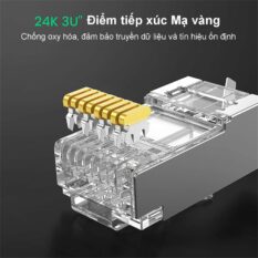 Hạt đầu bấm mạng bọc inox Cat6 Cat7 thiết kế đuôi kẹp cố định vào cáp - Tốc độ truyền đến 10Gbps