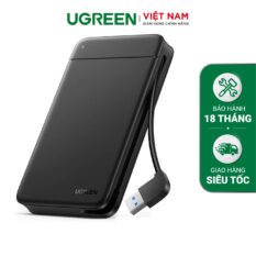 Hộp đựng ổ cứng 2.5 inch SSD HDD chuẩn SATA hỗ trợ ổ cứng lên đến 6TB 2 loại vỏ nhôm và nhựa cao cấp kích thước 128x82x14mm UGREEN US221 CM300