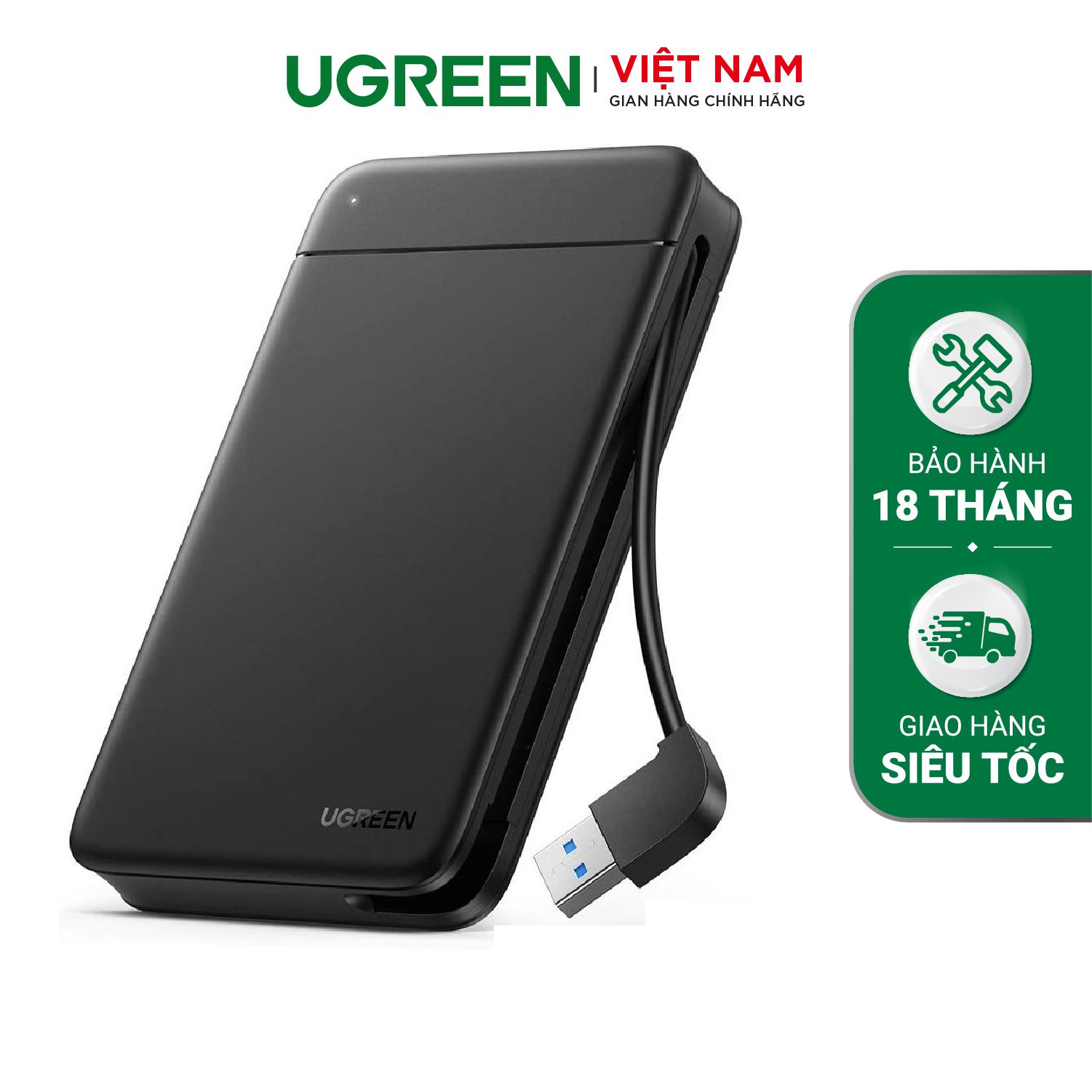 Hộp đựng ổ cứng 2.5 inch SSD HDD chuẩn SATA hỗ trợ ổ cứng lên đến 6TB 2 loại vỏ nhôm và nhựa cao cấp kích thước 128x82x14mm UGREEN US221 CM300 – Ugreen Việt Nam