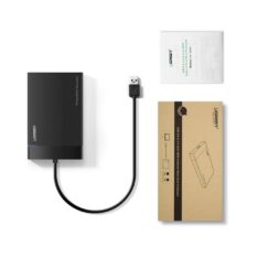 Hộp đựng ổ cứng UGREEN US221 Đựng ổ 2.5 inch SSD/HDD hỗ trợ lên đến 6TB vỏ nhựa ABS cao cấp (dây USB 3.0 gắn liền vỏ hộp) kích thước 128x82x14mm