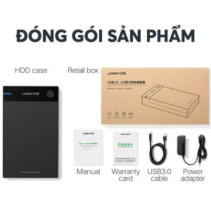 Hộp đựng ổ cứng 3.5/2.5 inch UGREEN US222 hỗ trợ 10TB