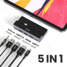 Hub chuyển đổi iPad Pro UGREEN 70688 - Mở rộng cổng 3.5mm, HDMI, USB 3.0 , PD100W - Tương thích iPad Pro 2018 2020