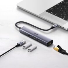 Hub chuyển đổi USB type C to 3×USB 3.0 + RJ45 10/100/1000Mbps Ugreen 20920