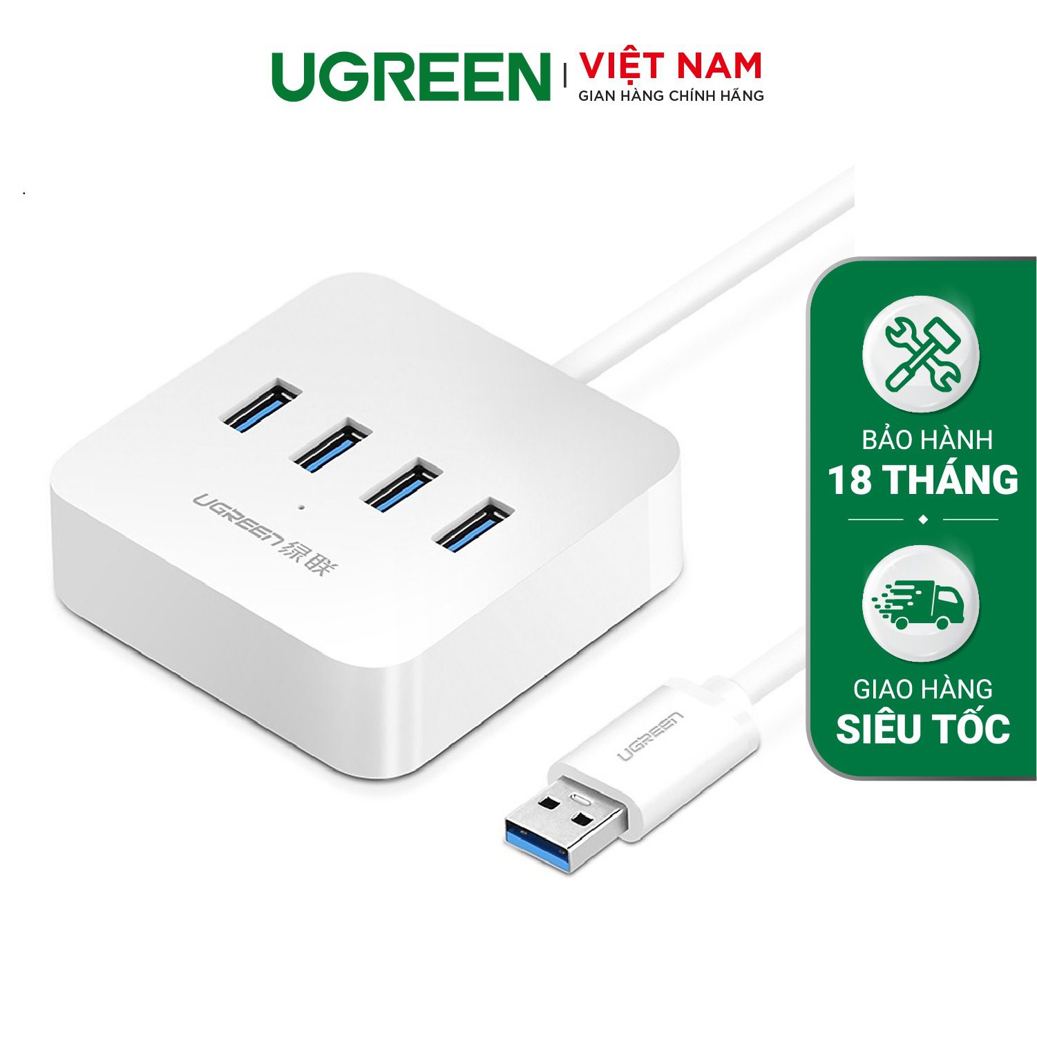 Hub USB 3.0 ra 4 cổng USB 3.0 hỗ trợ nguồn DC 5V/2A dài 0,5-1.5m UGREEN CR118 – Ugreen Việt Nam