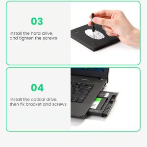 Khay đựng ổ cứng 2.5" cho Laptop có ổ CD mỏng 9.5mm UGREEN 70657 cao cấp 12 Khay đựng ổ cứng 2.5" cho Laptop có ổ CD mỏng 9.5mm UGREEN 70657 cao cấp