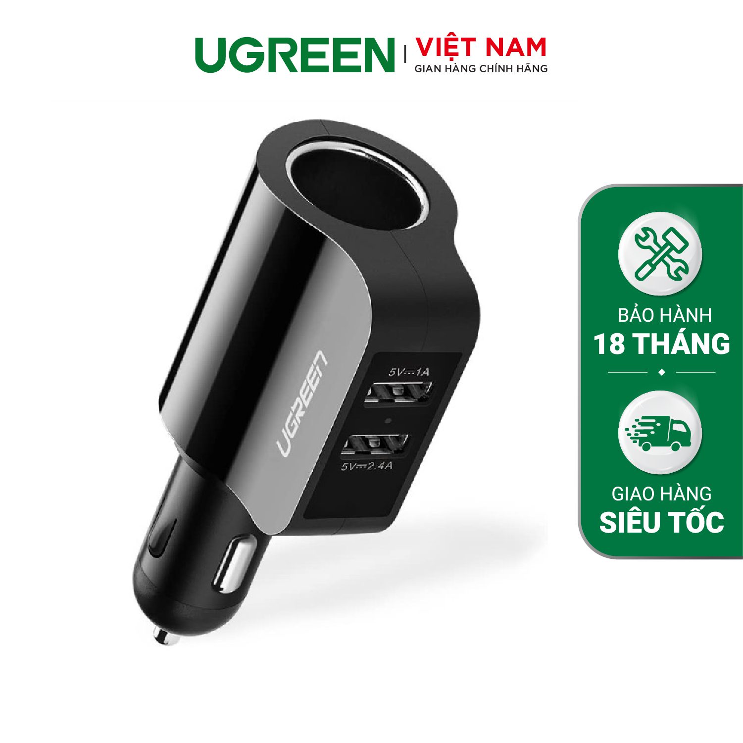 Sạc điện thoại/máy tính bảng 2 cổng USB 2.0 trên ô tô UGREEN CD115 20394 – Ugreen Việt Nam