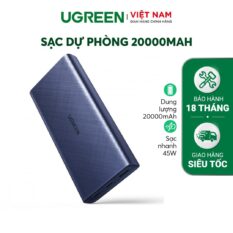 Sạc dự phòng 20000mAh UGREEN 80304 Hỗ trợ sạc nhanh 45W ?Sạc cho điện thoại máy tính bảng Macbook - Bảo hành 12 tháng