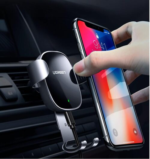 Sạc không dây trên ô tô UGREEN CD157 Cắm khe gió điều hòa trên xe hơi dùng cho màn hình từ 4.7-6.2 inch như iPhone 8/X/samsung galaxy S9+...