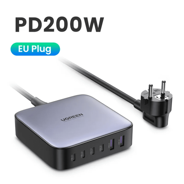 Củ sạc nhanh Ugreen: Những lựa chọn tốt nhất 2025 6 Sạc nhanh GaN 200W Ugreen CD271 - Chân EU
