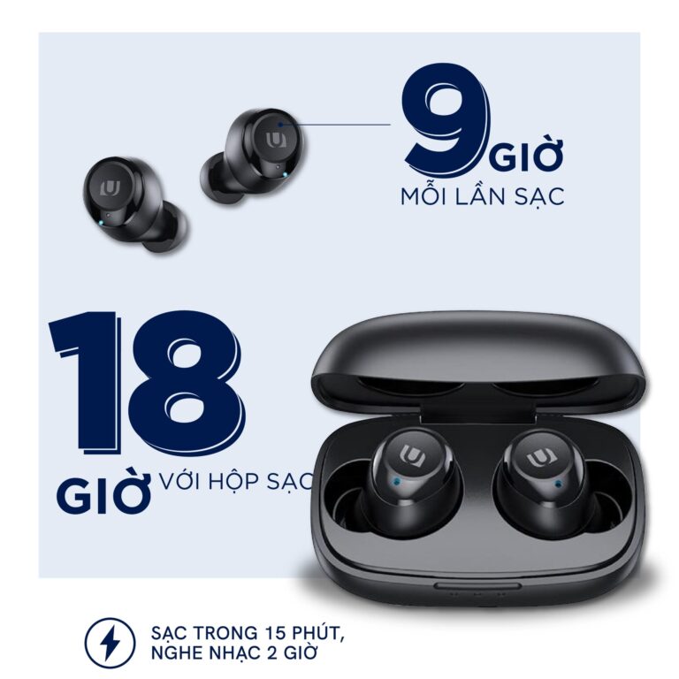 Tai nghe Bluetooth TWS UGREEN WS100 - Âm thanh Hifi True Wireless, chống nước IPX5 - Sạc đầy trong 15 phút, 27h Playtime -  Hàng phân phối chính hãng - Bảo hành 18 tháng