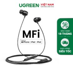 Tai  nghe nhét tai cổng Lightning UGREEN 80655 Chuẩn MFi Tương thích iOS 10.0.2 trở lên - Hàng chính hãng