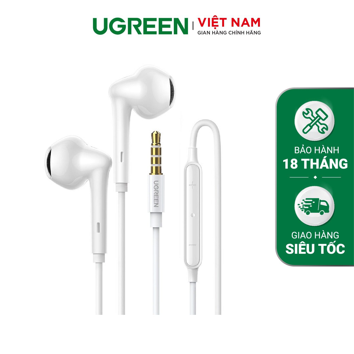 Tai nghe nhét tai UGREEN EP101 Cổng 3.5mm có điều khiển âm lượng 3.5mm – Ugreen Việt Nam