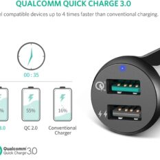 Tẩu sạc nhanh ô tô UGREEN CD114 - Sạc nhanh Quick Charge 3.0 dòng 3A, sạc đồng thời 2 thiết bị cùng lúc - Bảo hành 18 tháng