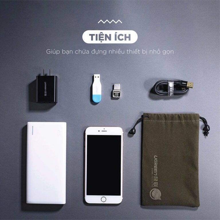 Túi đựng phụ kiện UGREEN 20319 - Kích thước 12x9cm Chống thấm nước, dây rút tiện lợi - Hình ảnh 6