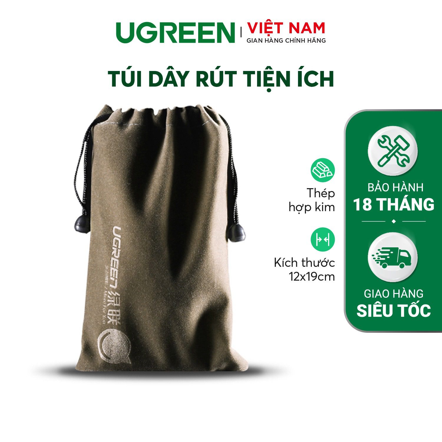 Túi đựng phụ kiện UGREEN 20319 - Kích thước 12x9cm Chống thấm nước, dây rút tiện lợi – Ugreen Việt Nam