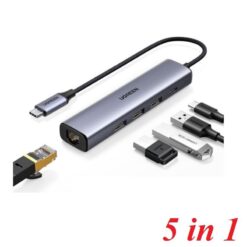 USB 5 trong 1 type C ra Usb3.0 + Rj45 1000M gigabits Ethernet + Pd Adapter Ugreen CM475 20932