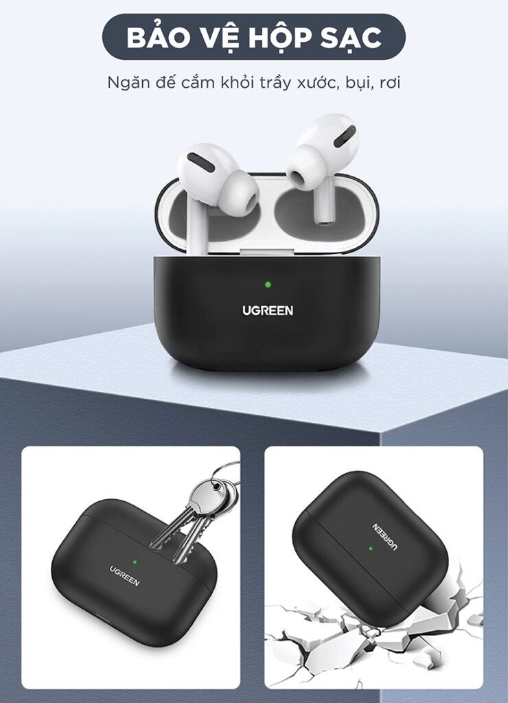 Vỏ case đựng Airpods Pro UGREEN LP234 - Hỗ trợ sạc không dây, chống trầy xước, bám vân tay - Hàng phân phối chính thức
