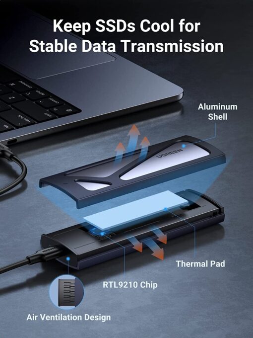 Vỏ đựng ổ cứng SSD M.2 B-Key & M+B Key NVME/PCIE GEN2 tốc độ 10Gbps Ugreen 70691 cao cấp (Max 2TB) - Hàng Chính Hãng