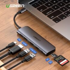 Bộ chuyển đổi Type C sang HDMI, USB 3.0, đọc thẻ SD/TF, hỗ trợ sạc PD Ugreen 70411