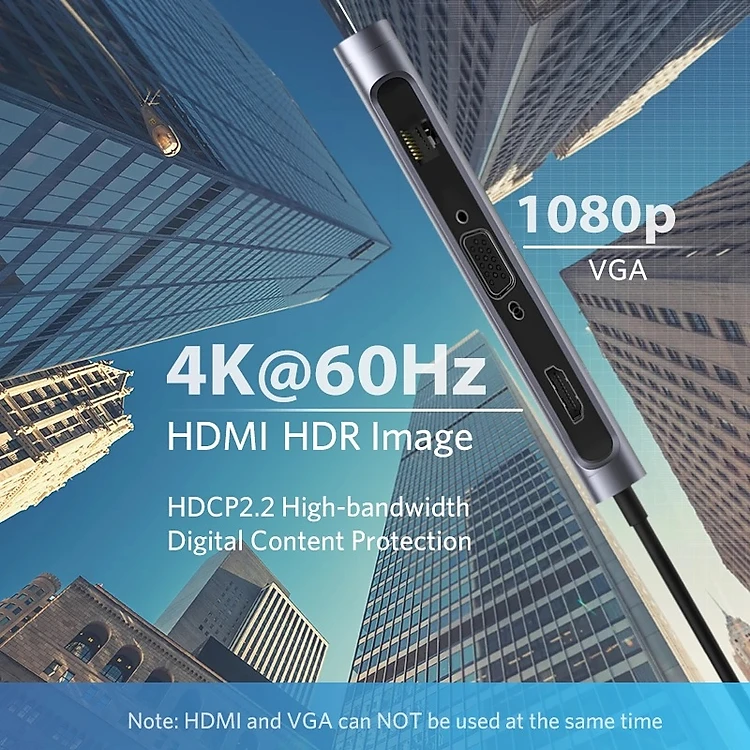 Hub Type C Ugreen 70490 - HDMI 4K*2K@60Hz, Sạc nhanh 100W