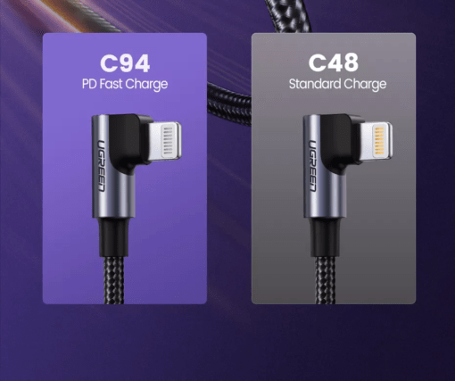 Dây cáp sạc Lightning đầu type C Ugreen US305 US vuông góc