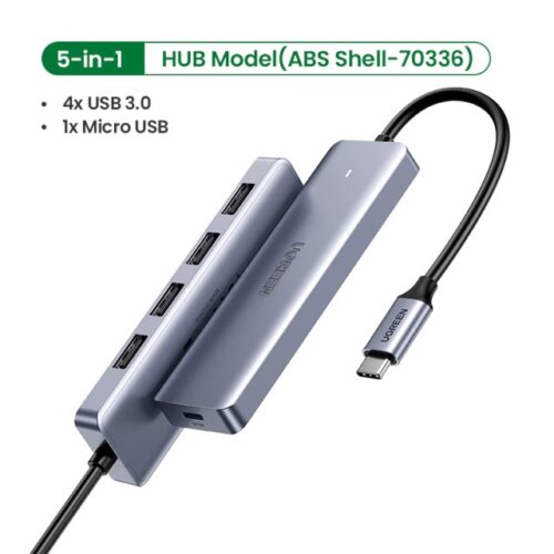 Hub Type C cho MacBook/ Laptop chia 1 cổng USB-C sang 4 cổng USB 3.0 Ugreen 70336