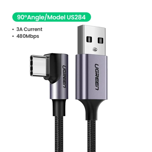 Cáp sạc nhanh: 90% người dùng điện thoại vẫn hiểu sai 16 Cáp sạc nhanh type C vuông góc UGREEN vỏ bện US284 - 0.5m