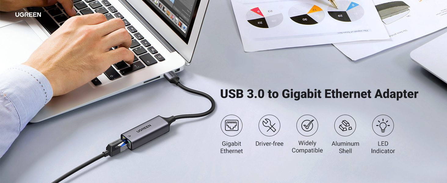 Bộ chuyển đổi USB 3.0 sang LAN 1.0 GbpsUGREEN 15736
