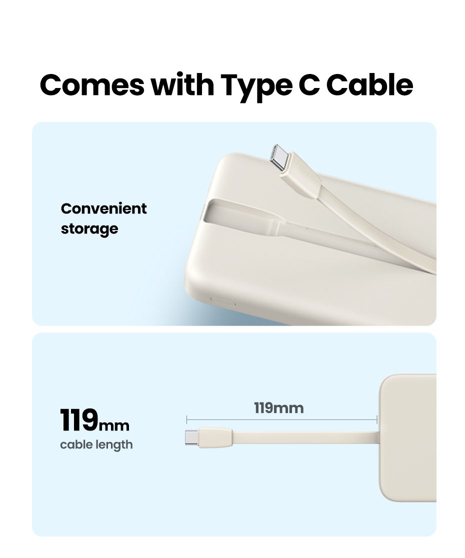 Pin Sạc Dự Phòng 10000mAh có cáp Type C UGREEN PB504