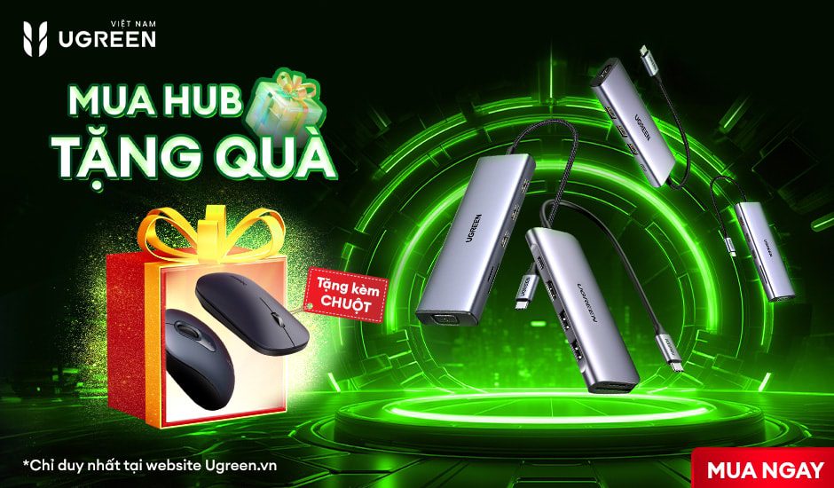 Khuyến mãi mua hub chia cổng tặng chuột Ugreen