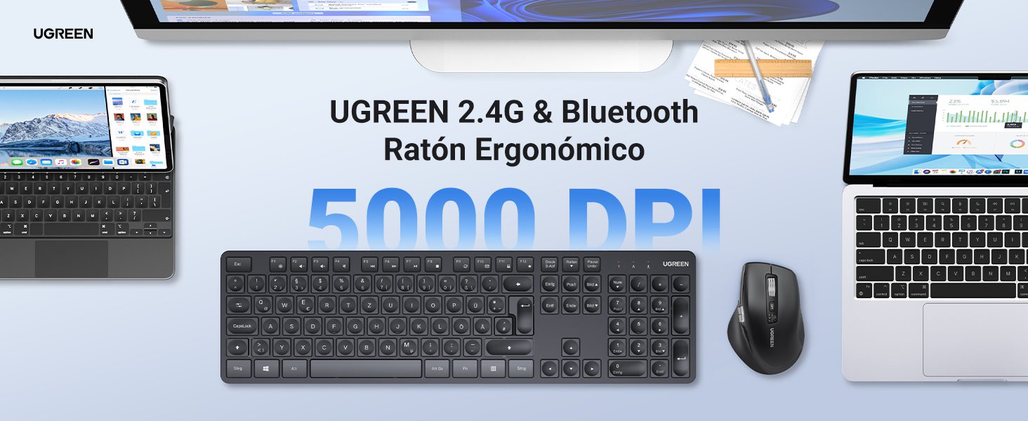 UGREEN M751 - Chuột máy tính công thái học không dây Bluetooth